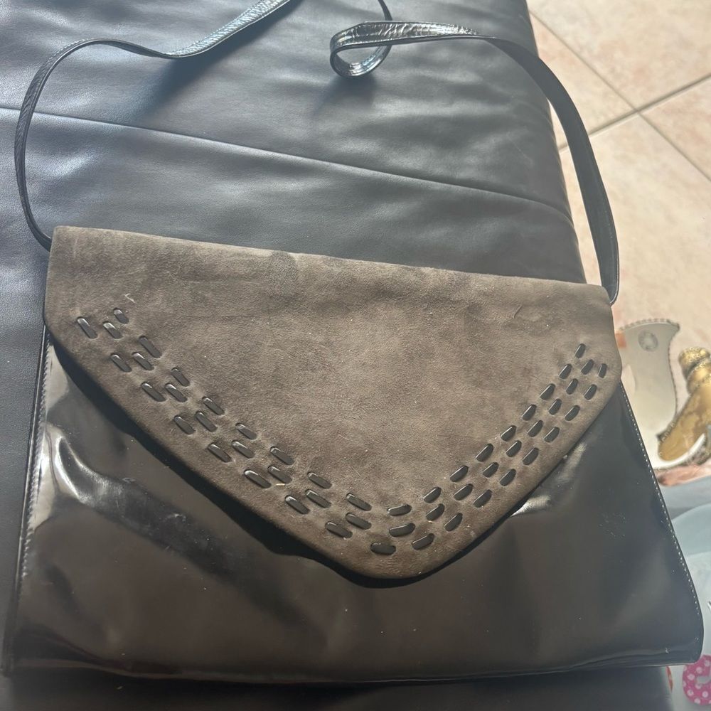 VINTAGE BRUNO MAGLI vintage handbag big stitch purse CLUTCH SHOULDER BAG flap